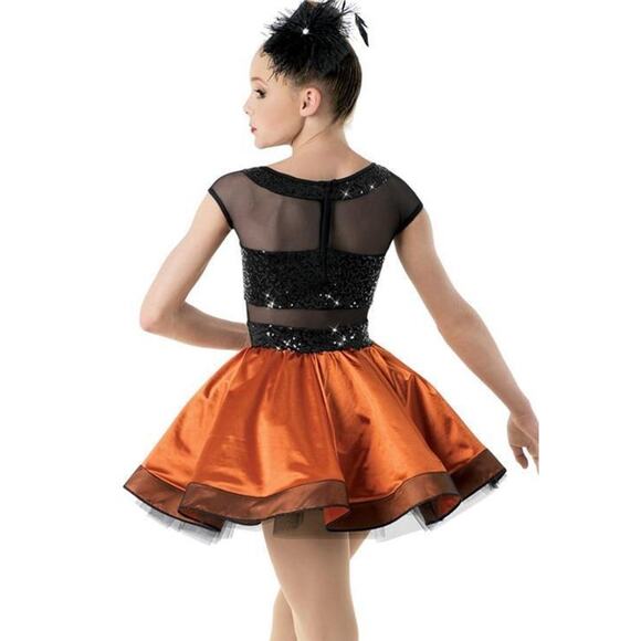 Dance Costume Small Adult Orange Weissman 10138 Jazz Sequin - Picture 2 of 3
